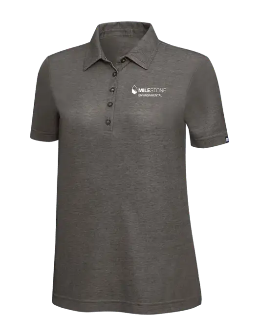 TravisMathew Black Heather Womens Oceanside Polo w/Milestone Environmental Logo