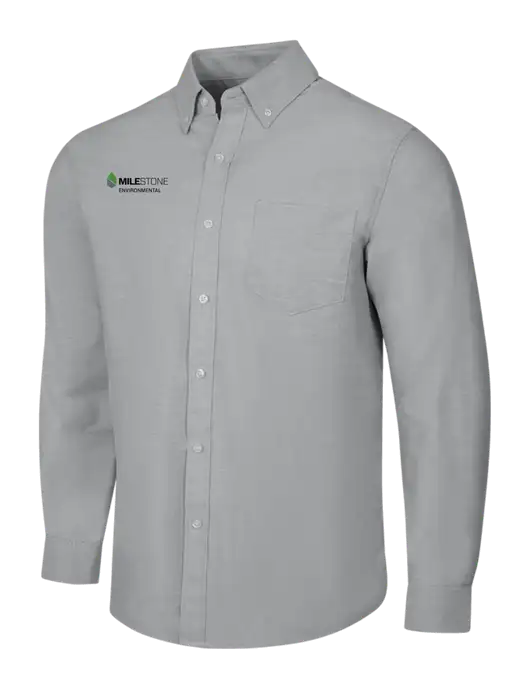 Light Grey SuperPro Oxford Shirt w/Milestone Environmental Logo