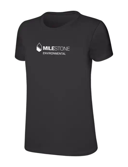 Womens Ring Spun Charcoal 4.5 oz T-Shirt w/Milestone Environmental Logo