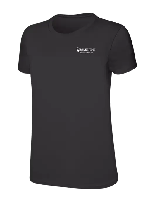 Womens Ring Spun Charcoal 4.5 oz T-Shirt w/Milestone Environmental Logo