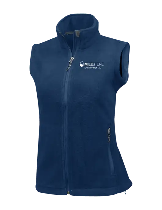 Navy Womens Fleece Vest w/Milestone Environmental Logo