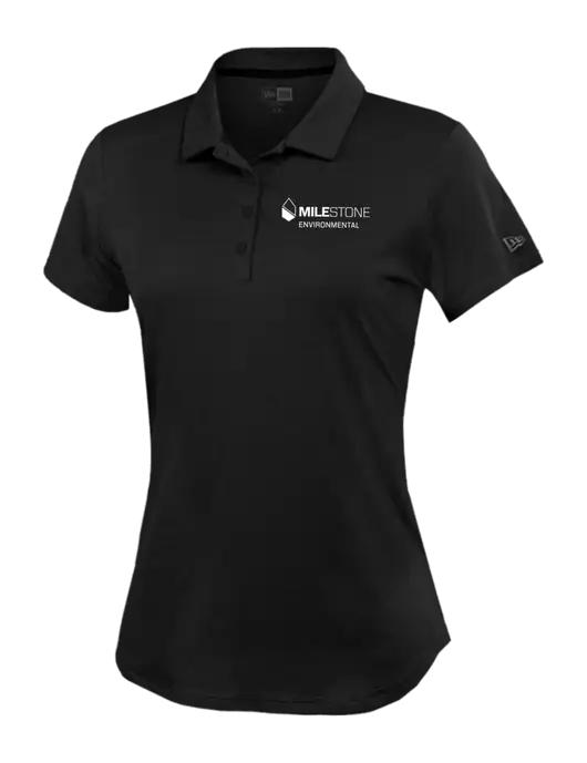 New Era Womens Power Black Polo w/Milestone Environmental Logo