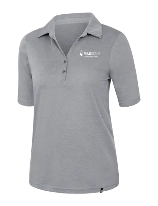 TravisMathew Womens Medium Grey Heather Sunsetters Polo w/Milestone Environmental Logo