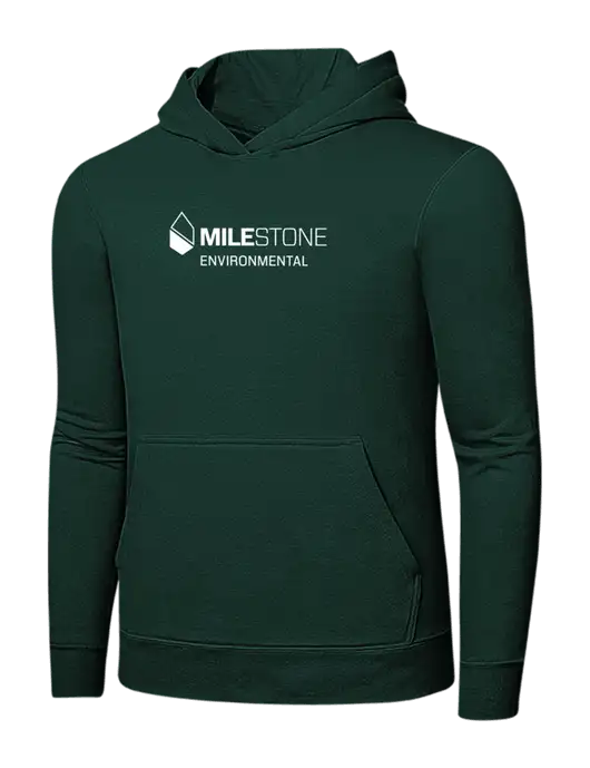 Dark Green 7.8 oz Ring Spun Hooded Sweatshirt w/Milestone Environmental Logo