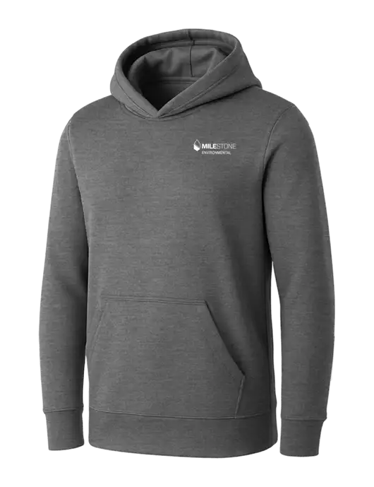 Womens Medium Grey Heather Core Fleece Pullover Hooded Sweatshirt w/Milestone Environmental Logo