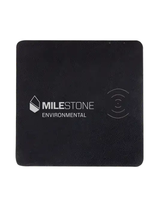 Black Laserable Leatherette Phone Charging Mat w/Milestone Environmental Logo