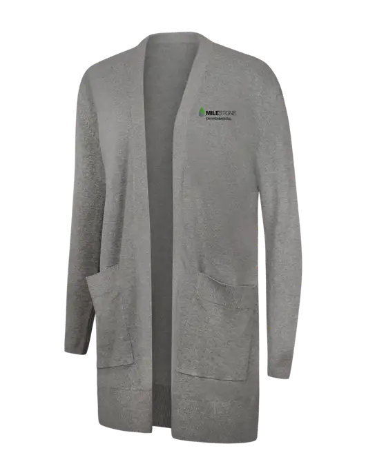 Mercer+Mettle Womens Light Grey Heather Open Front Cardigan Sweater w/Milestone Environmental Logo