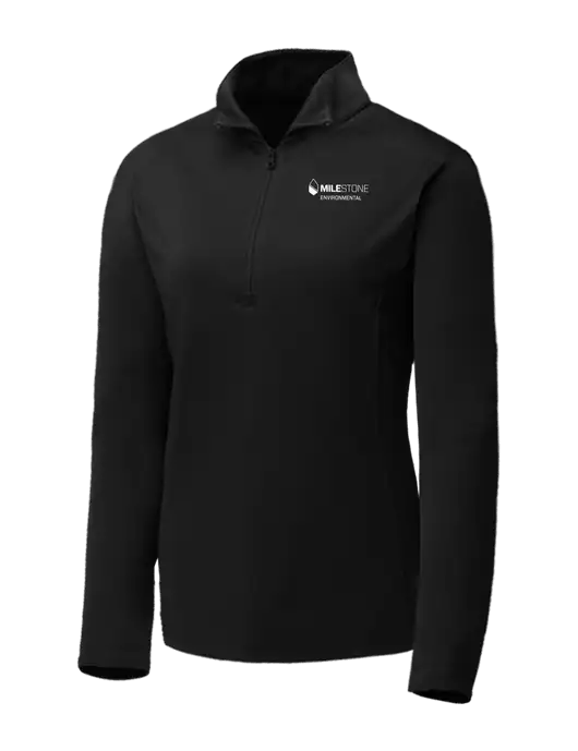 Black Womens Posicharge Competitor ¼ Zip Pullover w/Milestone Environmental Logo