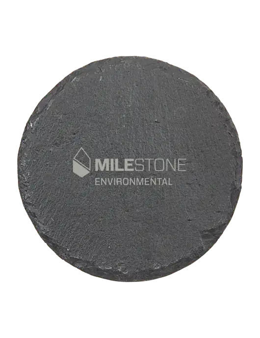 Round Slate Coaster w/Milestone Environmental Logo