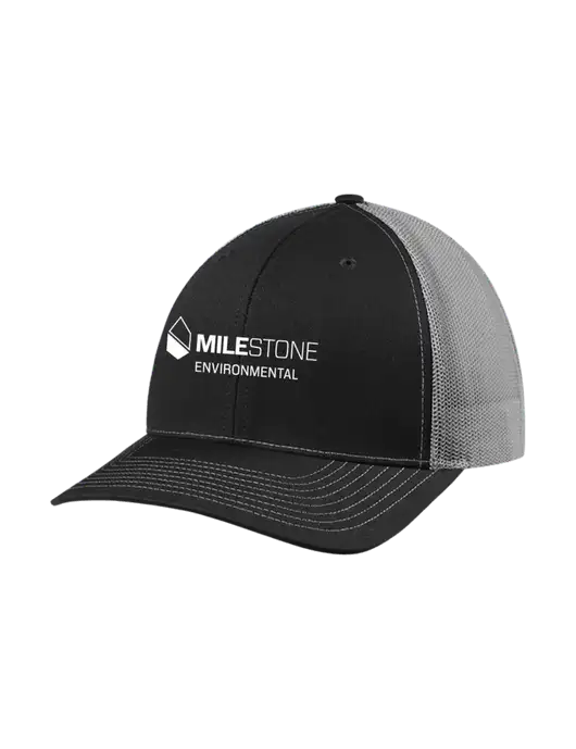 Richardson Adjustable Snapback Original 112 Trucker Cap Black w/Charcoal Mesh w/Milestone Environmental Logo
