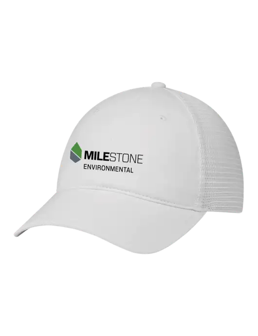 Richardson 111 Garment Washed Trucker Cap White w/White Mesh w/Milestone Environmental Logo