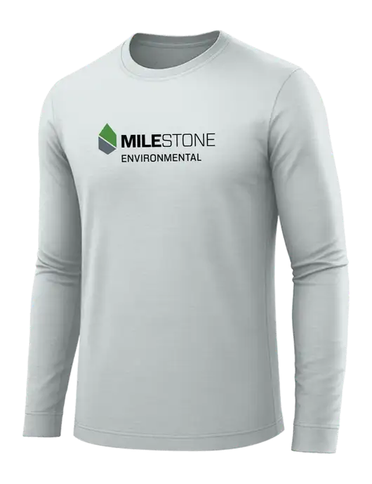 Long Sleeve Light Grey PosiCharge Competitor Tee w/Milestone Environmental Logo