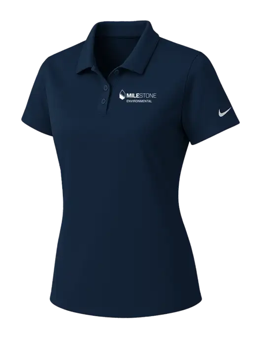 Nike Womens Navy Dry Essential Solid Polo w/Milestone Environmental Logo