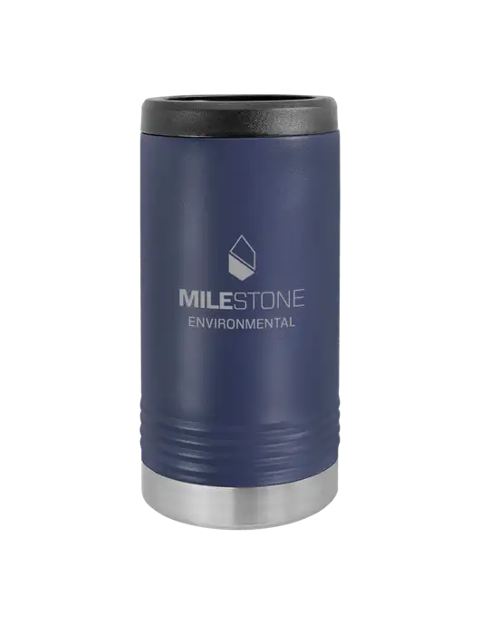 Polar Camel Powder Coated Navy Vacuum Insulated Slim Beverage Holder w/Milestone Environmental Logo
