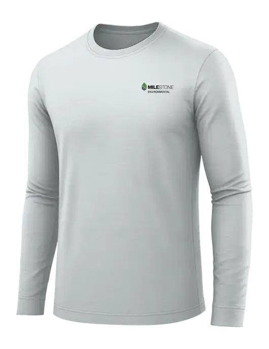 Long Sleeve Light Grey PosiCharge Competitor Tee w/Milestone Environmental Logo