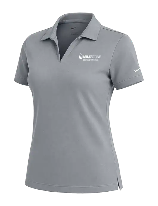 NIKE Medium Grey Womens Dri-Fit Micro Pique Polo w/Milestone Environmental Logo