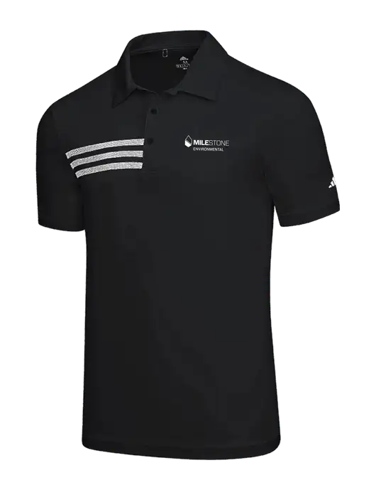 Adidas Black 3 Stripes Chest Polo w/Milestone Environmental Logo