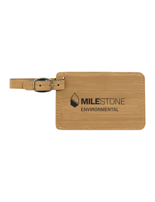 Bamboo Leatherette Luggage Tag w/Milestone Environmental Logo