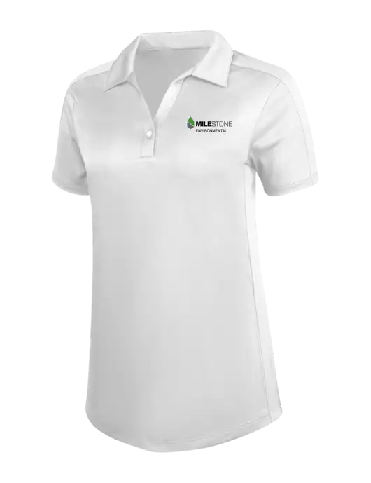 Womens White Diamond Jacquard Polo w/Milestone Environmental Logo