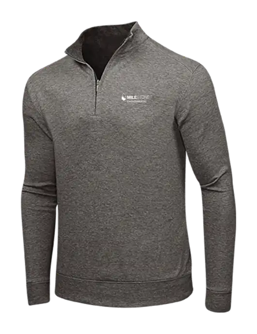 Charcoal Heather/Medium Heather Grey Interlock 1/4 Zip w/Milestone Environmental Logo