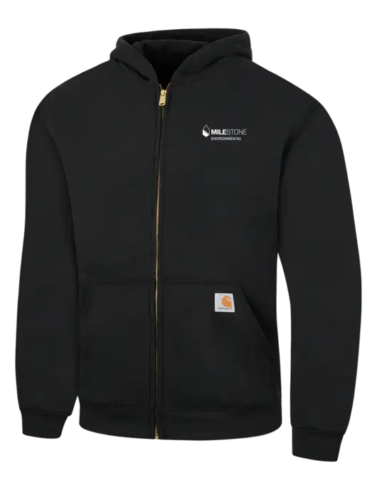 Carhartt Black Midweight Hooded Zip-Front Sweatshirt w/Milestone Environmental Logo