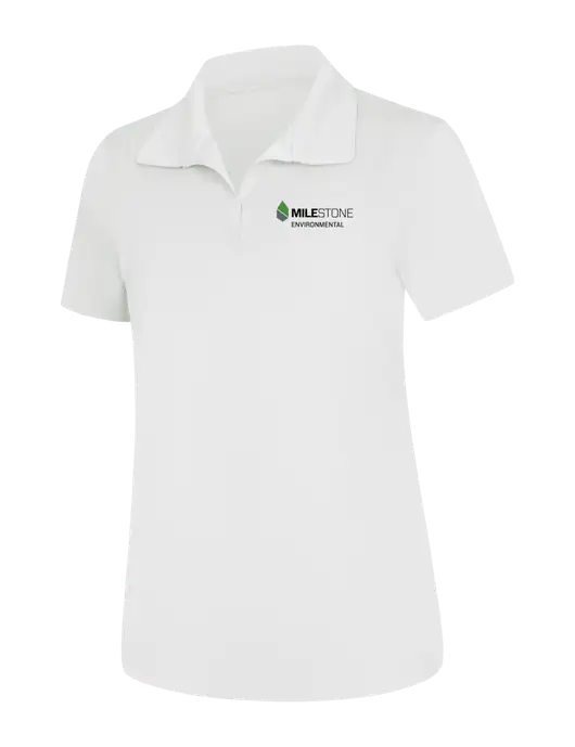 Womens White Micropique Sport-Wick Polo w/Milestone Environmental Logo