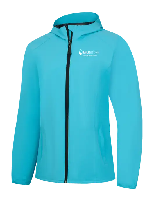 Womens Light Sapphire Blue Essential Rain Jacket w/Milestone Environmental Logo