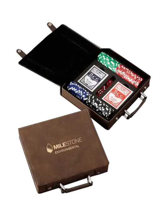 Rustic Leatherette 100 Chip Poker Set w/Milestone Environmental Logo