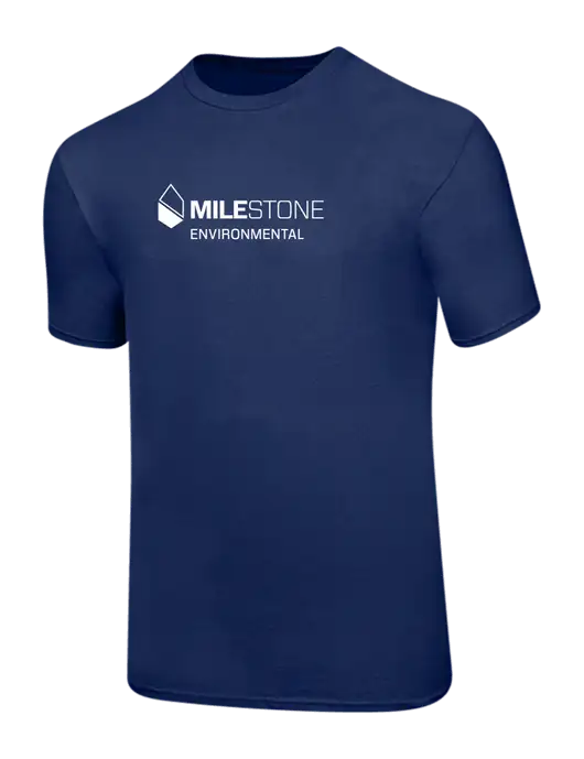 Ring Spun Navy 4.5 oz T-Shirt w/Milestone Environmental Logo