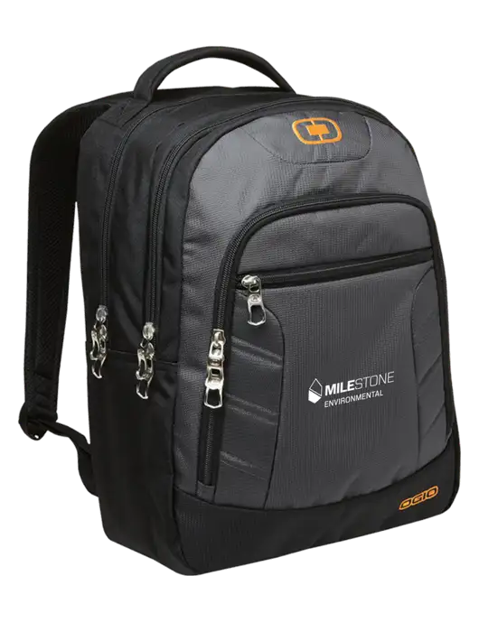 OGIO Dark Grey/Orange Colton Laptop Backpack
 w/Milestone Environmental Logo