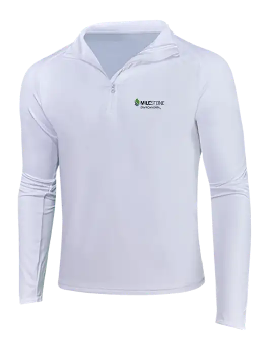 White Sport Wick Stretch 1/4 Zip Pullover w/Milestone Environmental Logo