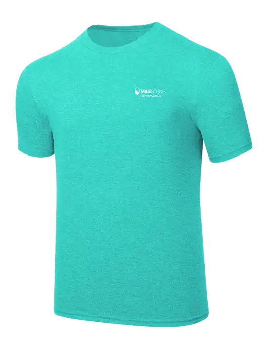 Simply Soft Light Teal Heathered 4.5oz  Poly/Combed Ring Spun Cotton T-Shirt w/Milestone Environmental Logo