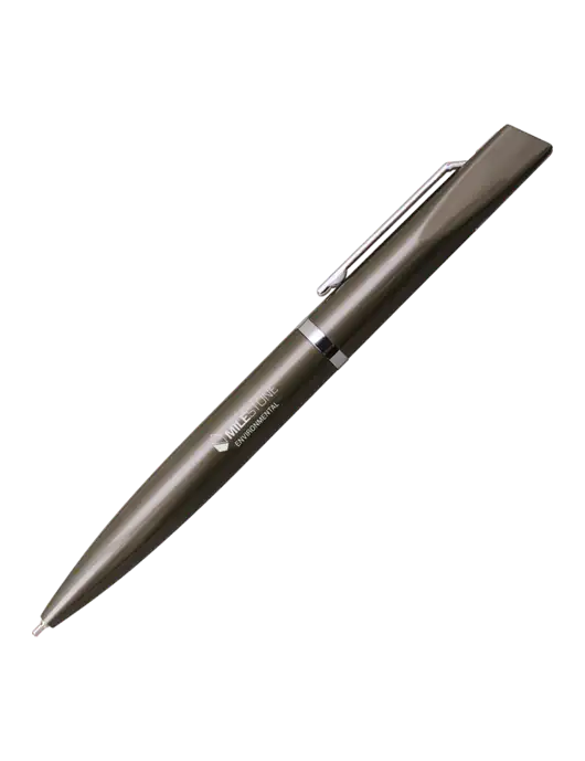 Santos Gunmetal Pen - Black Ink w/Milestone Environmental Logo