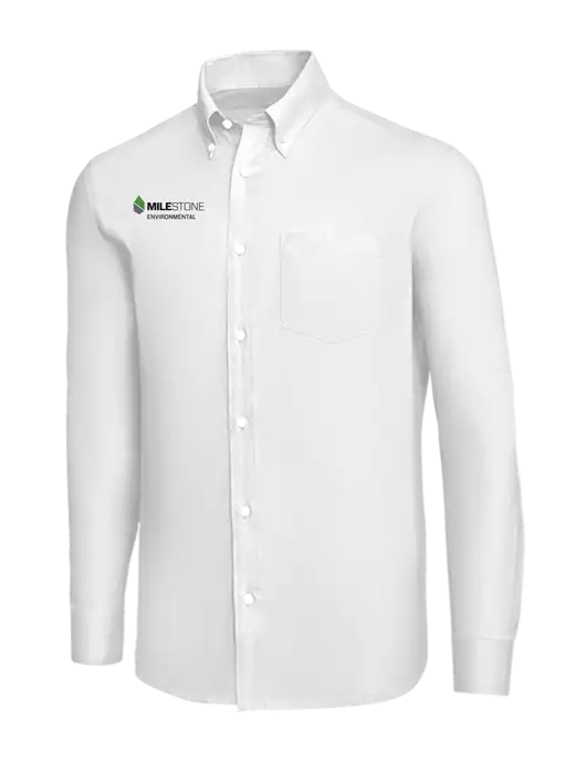 Brooks Brothers White Wrinkle-Free Stretch Nailhead Shirt w/Milestone Environmental Logo