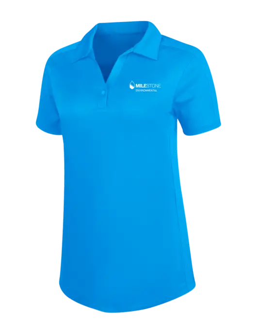 Womens Sapphire Blue Diamond Jacquard Polo w/Milestone Environmental Logo