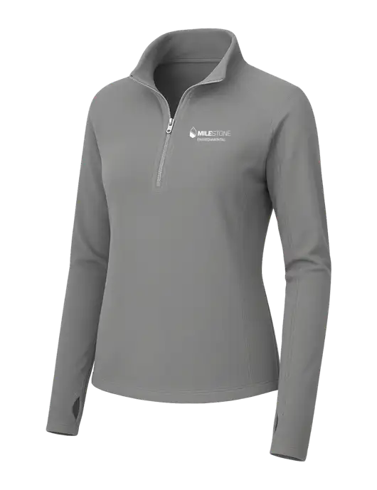 Womens Medium Grey Microfleece 1/2 Zip Pullover w/Milestone Environmental Logo
