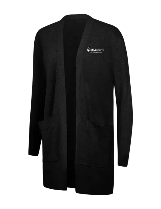 Mercer+Mettle Womens Black Open Front Cardigan Sweater w/Milestone Environmental Logo