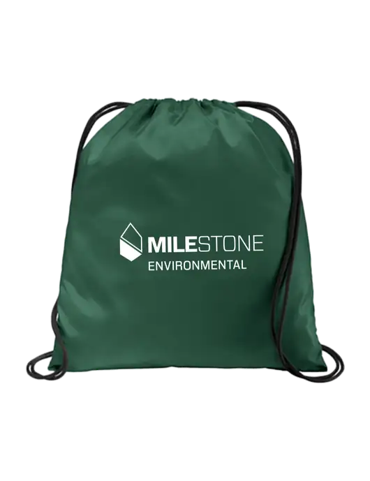 Drawstring Dark Green Cinch Pack w/Milestone Environmental Logo