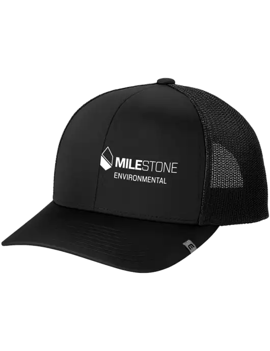 TravisMathew Black Cruz Trucker Cap w/Milestone Environmental Logo