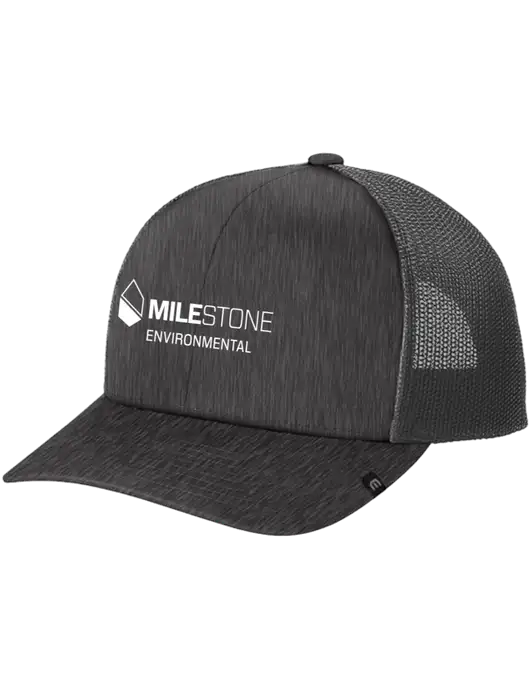 TravisMathew Very Dark Grey Heather Cruz Trucker Cap w/Milestone Environmental Logo