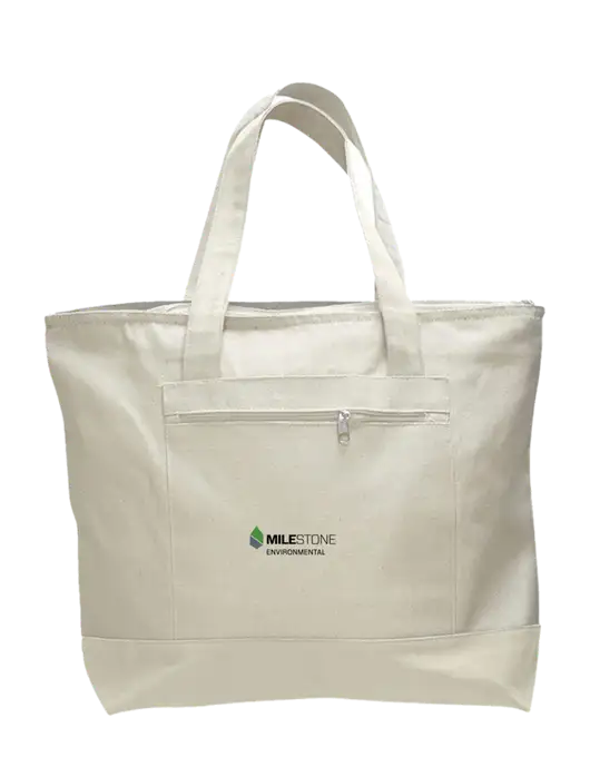 Natural Zippered Tote  w/Milestone Environmental Logo