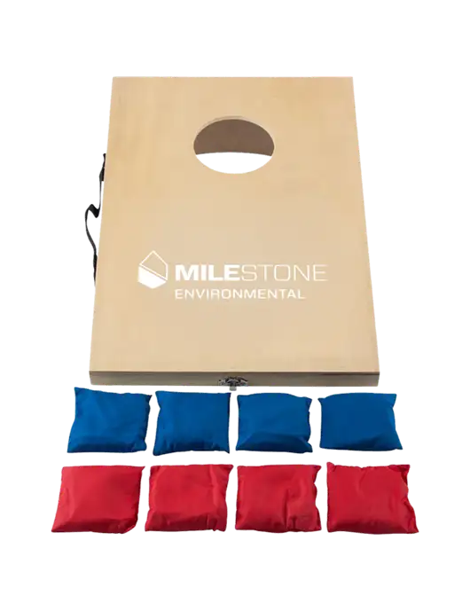 Mini 10 1/2" x 15 3/4" Wood Cornhole Game w/Milestone Environmental Logo