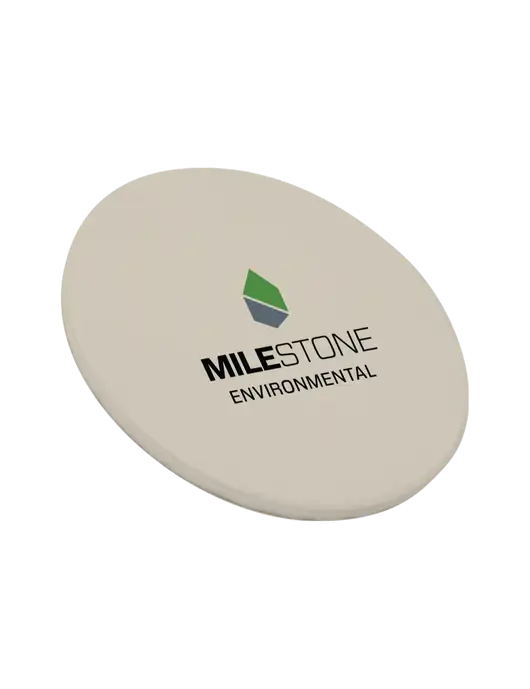 Round Sandstone Coaster w/Milestone Environmental Logo
