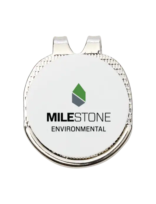 Antique Silver Hat Clip w/Golf Ball Marker w/Milestone Environmental Logo