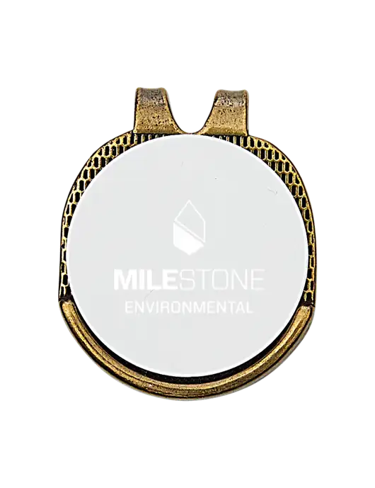 Antique Gold Hat Clip w/Golf Ball Marker w/Milestone Environmental Logo